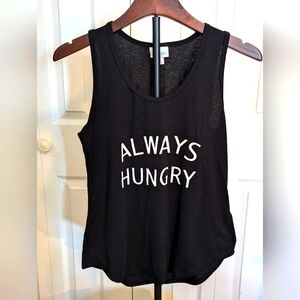 Lularoe Tank Top "Always Hungry" size xs black/white